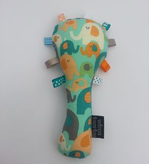 Baby Rattle - Teal Elephants