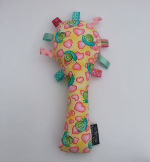 Baby Rattle - Pink/Yellow snails