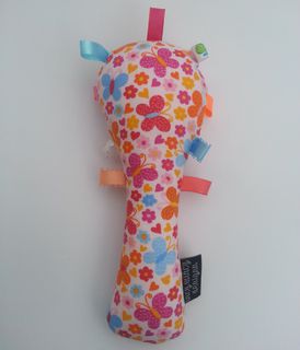 Baby Rattle - Pink/Orange Butterflies