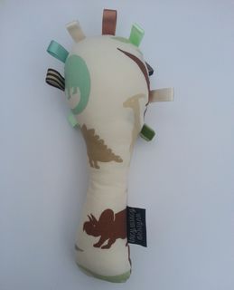 Baby Rattle - Cream Dinosaurs