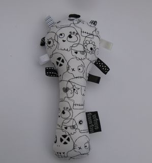 Baby Rattle - Black/White Sugar Skulls