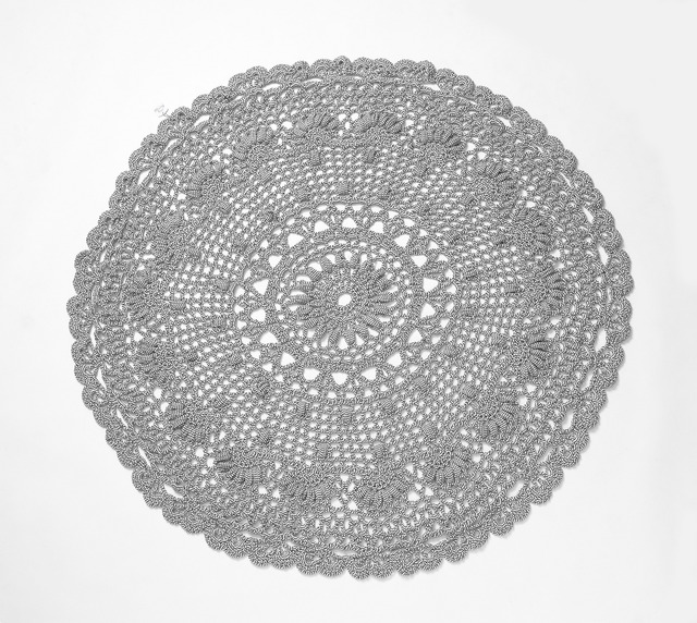 Large Black & White Crochet Rug/Throw