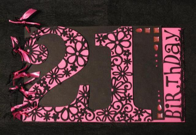21st Birthday Guest Book Pink/Black Lace
