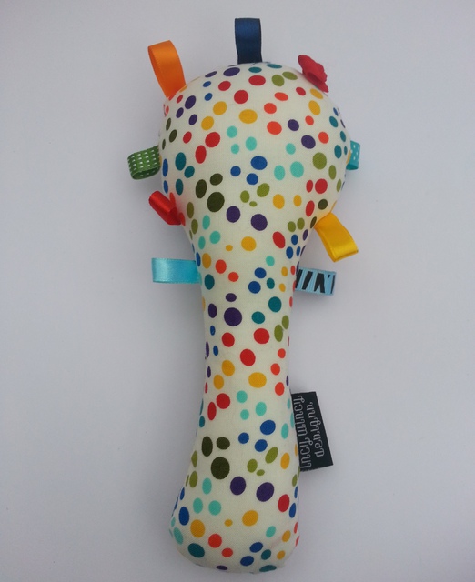 Baby Rattle - Multicoloured Spots & Stripes