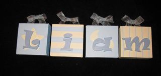 Personalised Canvas 'Liam' Blue/Cream with ribbons