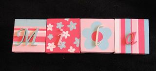 Personalised Canvas 'Mila' Dark Pink/Aqua/Pink