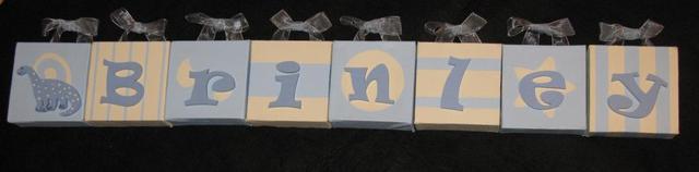 Personalised Canvas 'Brinley' Blue/Cream with ribbons